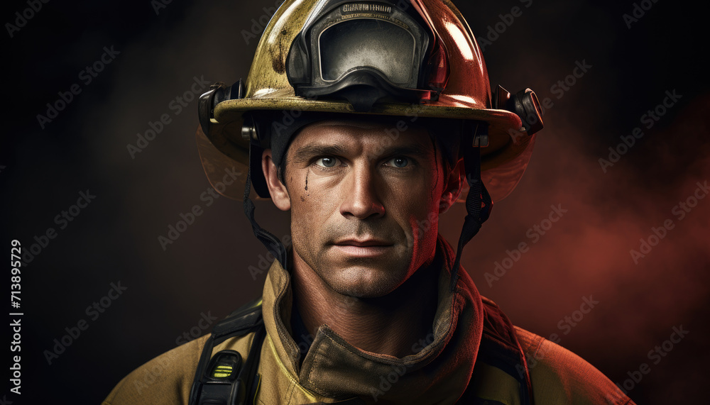 Close-up photo of male firefighter Close-up photo of male firefighter