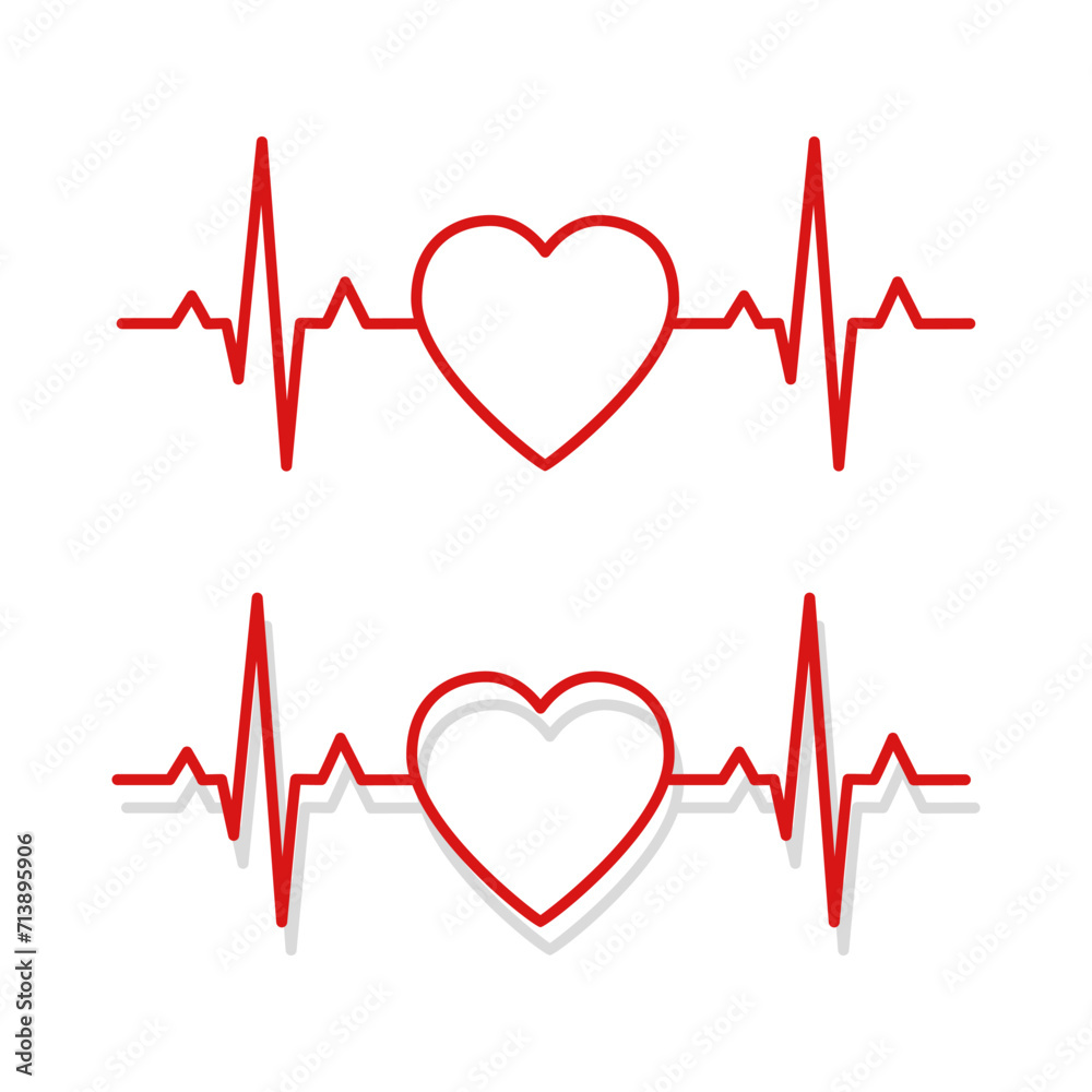 Heart cardiogram icon in linear style. Medical logo. Health medical ...