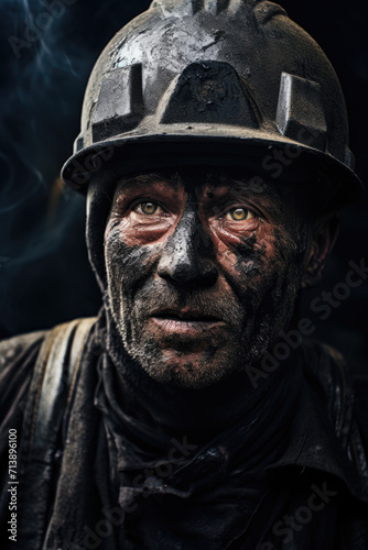 Coal mine worker portrait art abstract photo