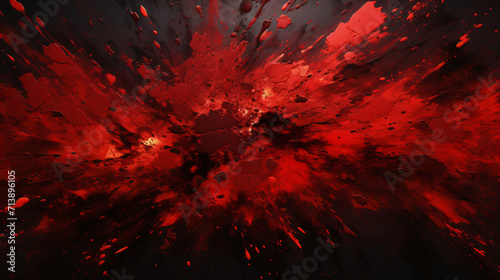 Dark red paint explosion pattern, painted with splashes, colorful, vivid, dark shadings