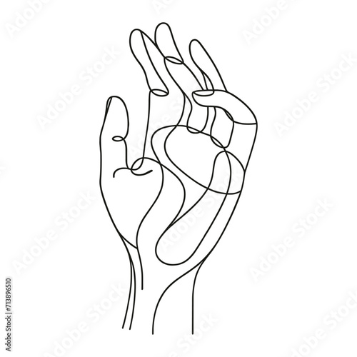 Contour illustration of a hand with graceful fingers forming an elegant pose.
