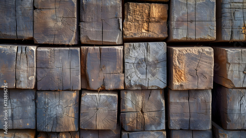 stacked wooden blocks texture  wooden background  nature wallpaper