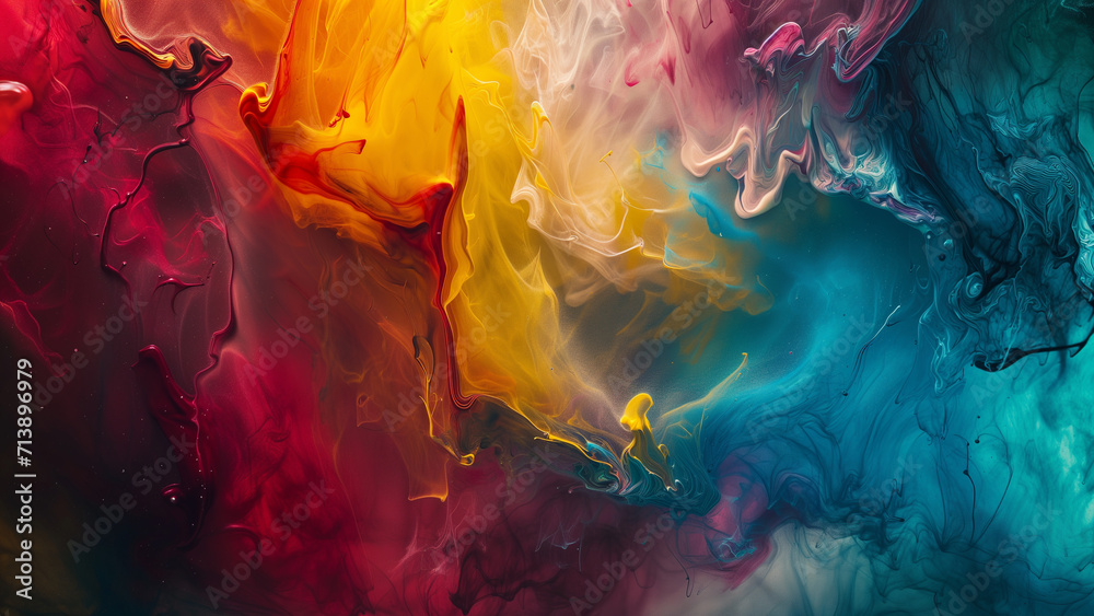 Abstract Artistry: Multicolored Paint in Soft Focus