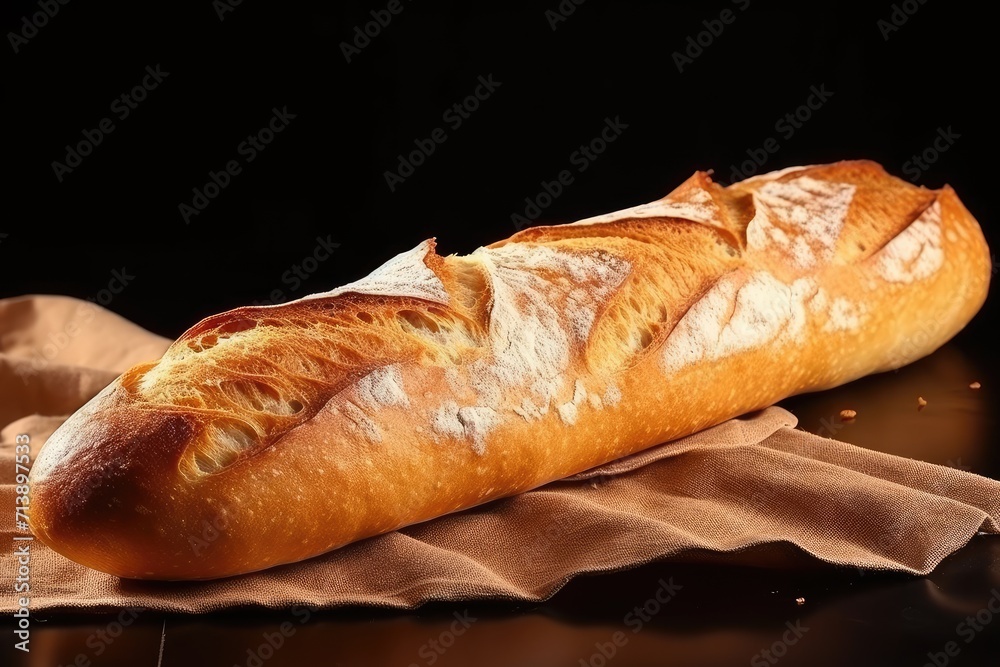 Close-up of a baguette from the side, resembling art bread. Close-up of a baguette from the side, resembling art bread.