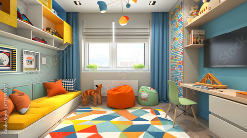 children's playroom, colorful and playful Children's playroom, family room