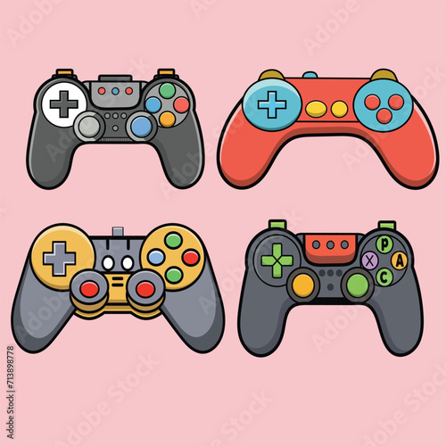 Vector gamer joystick illustration outline isolated