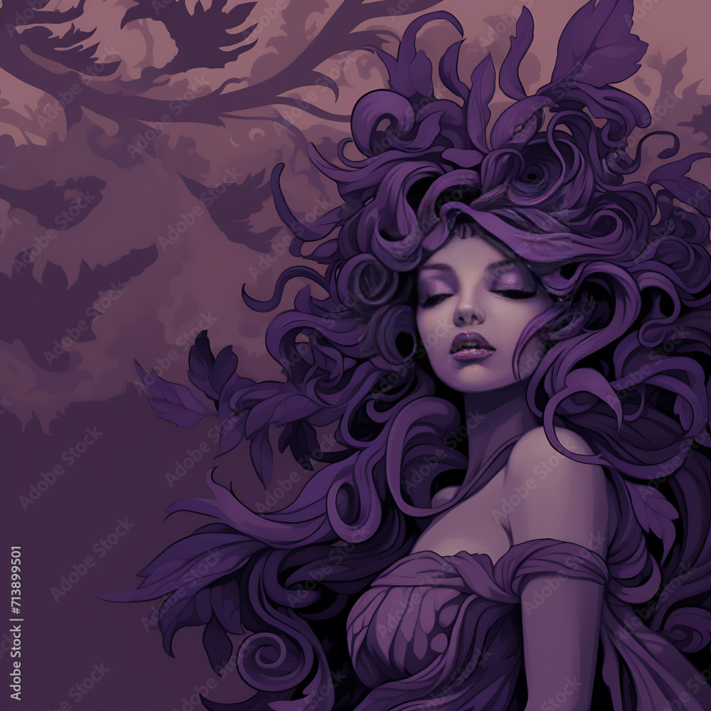 Composition of shades of purple: Background and Illustration created by AI