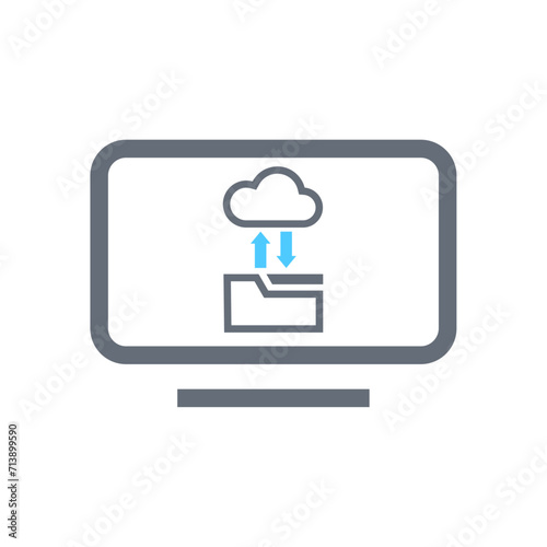 Cloud data server icon vector. Save to folder and download. Technology vector illustration. Computer sign