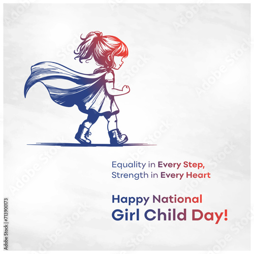 National Girl Child Day Creative Social Media Post Vector Design Template Vector Illustration. Equality, Strength, Happy