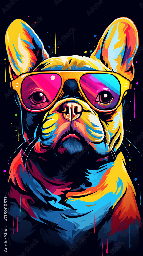 Creative animal concept. Rabbit Bunny in a group, vibrant Doggy Cat wallpaper children's living room mockup with cute animals wall art Cheetah animal abstract wallpaper in pastel colors Generated Ai