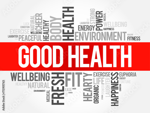 Good Health word cloud collage, health concept background