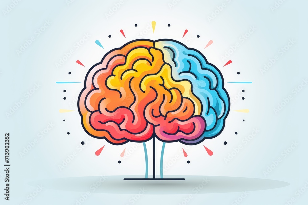 3D brain icon vector space illustration, cognitive science, educational psychology, cognitive neuroscience learning, colorful brain system, neurogenesis, thinking brain, nuclear medicine, memory