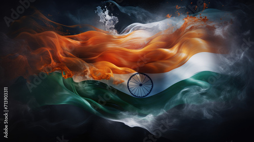 Dark background, Indian National Flag design. Generative ai photo