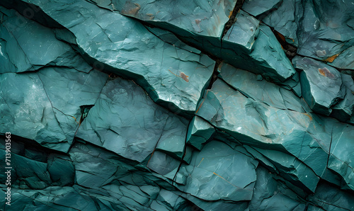 Wallpaper Mural Emerald green cracked slate rock layers, Generative AI Torontodigital.ca