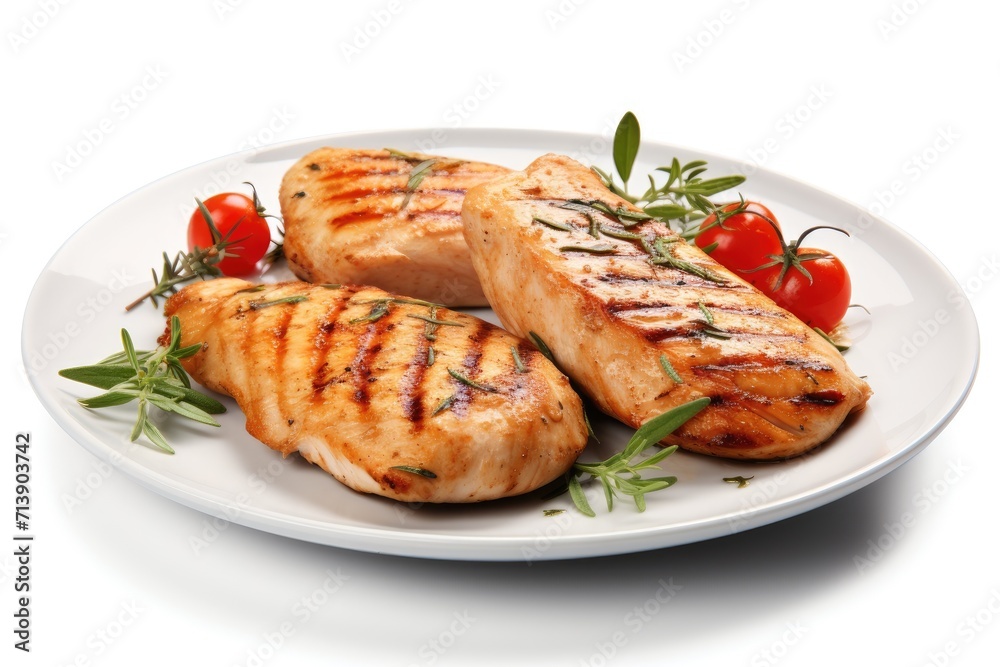 Grilled chicken fillet isolated on a white background Grilled chicken fillet isolated on a white background