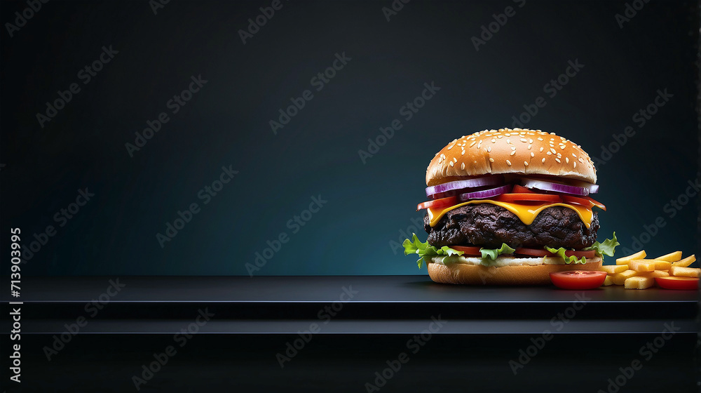 Create a beautiful burger menu background black gradient. - obrazy, fototapety, plakaty 
