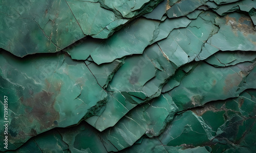 Wallpaper Mural Emerald green cracked slate rock layers, Generative AI Torontodigital.ca