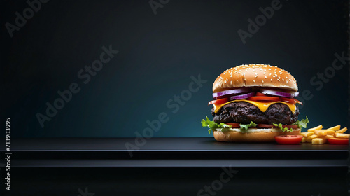Create a beautiful burger menu background black gradient. photo