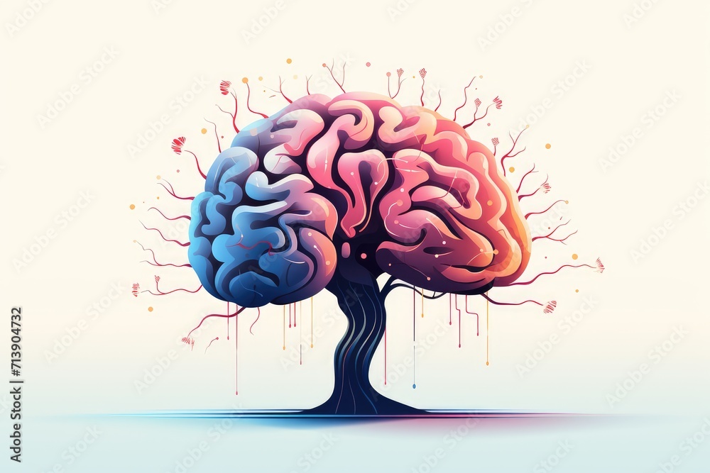 3D brain icon vector space illustration, cognitive science, educational psychology, cognitive neuroscience learning, colorful brain system, neurogenesis, thinking brain, nuclear medicine, memory - obrazy, fototapety, plakaty 