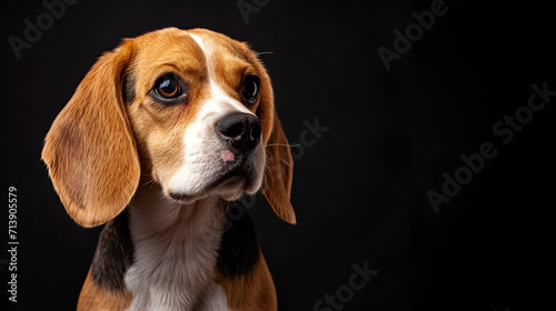 Beagle dog on isolated black background, House Pets, World Pet's Day, International Animals Day, World Dog Day, Generative Ai