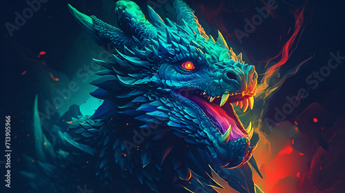 Beautiful Dragon Design, Perfect For Your Project or Wallpaper, Ai Generative © Romain