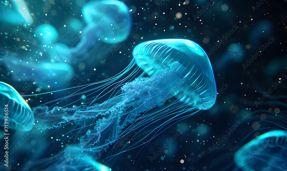 jellyfish in the water, Generative AI jellyfish in the water, Generative AI