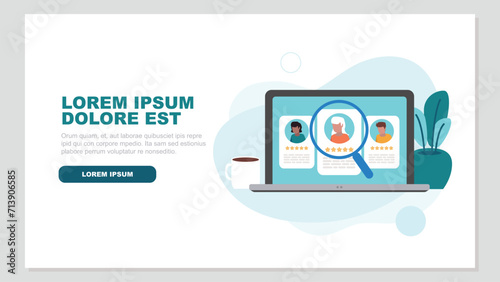 Vektor-Illustration eines Laptop-Bildschirms mit der Wahl der neuen Mitarbeiter - Recruitment-Konzept