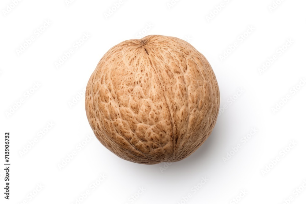 White background isolates nutmeg from top view White background isolates nutmeg from top view