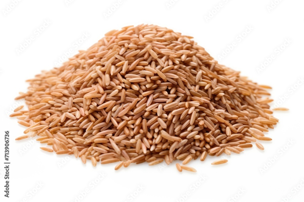 Pile of brown rice on a white surface Pile of brown rice on a white surface