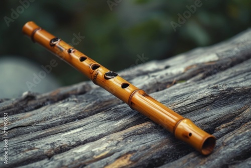 flute is crafted with precision and has six finger holes photo