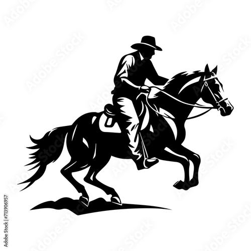 Cowboy in a hat riding a horse. Vector illustration for printing and cutting vinyl. © Natworanat