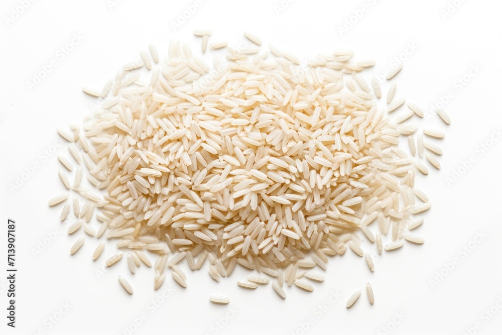 Top view of rice grains isolated on white background Top view of rice grains isolated on white background
