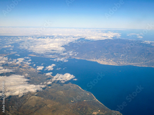 Vista aerea dello Stretto di Messina 1882