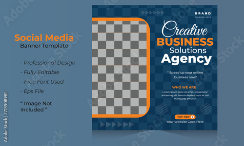 Creative Business solutions agency promotion social media post template.