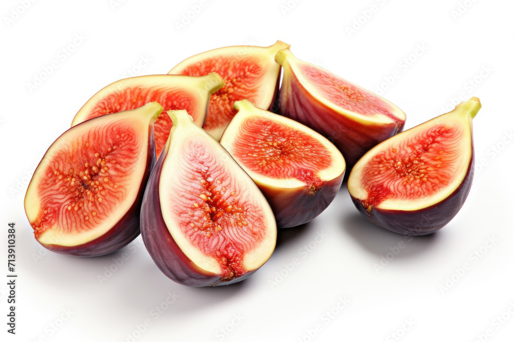 Fig fruit cut in half, isolated white background Fig fruit cut in half, isolated white background