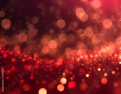 Scarlet Sparkle: Enigmatic Red Glow Particles in Abstract Bokeh