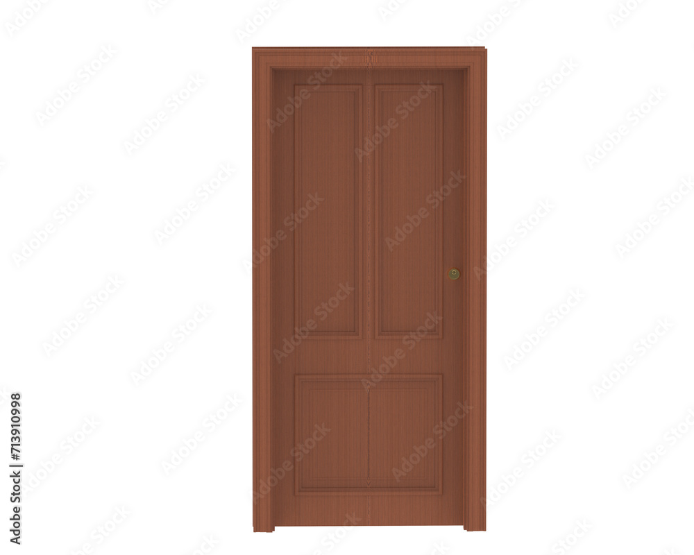 Front door isolated on background. 3d rendering - illustration Front door isolated on background. 3d rendering - illustration