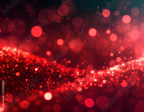 Crimson Radiance: Abstract Bokeh Background with Red Glow Particles