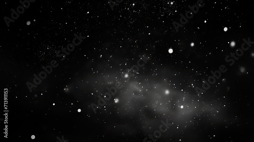 Snowflakes on black background, heavy snow flakes isolated, Flying rain, overlay effect for composition, starry night sky, particles, montion, space, universe,  photo