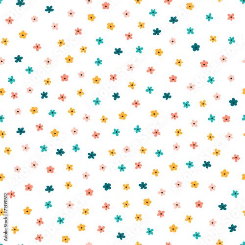 Seamless pattern with colorful tiny flowers