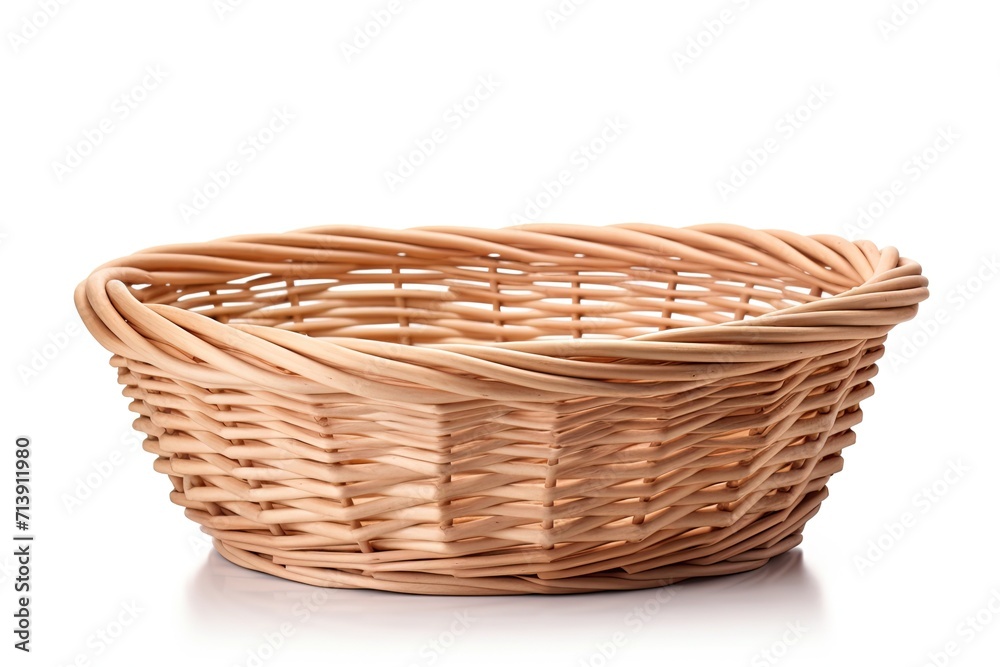 Isolated wicker basket with clipping path