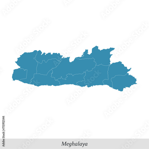 map of Meghalaya is a state of India with districts