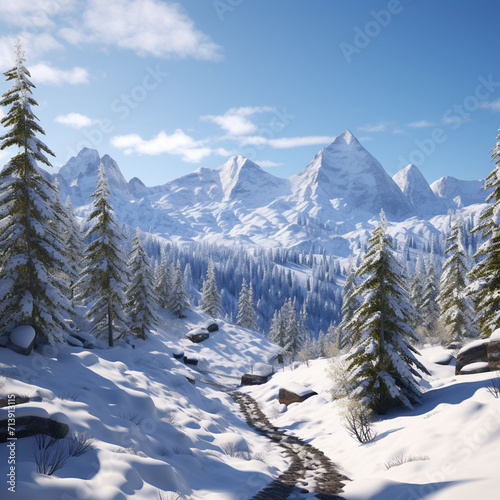 Snowy landscape created with Generative Ai © Maria