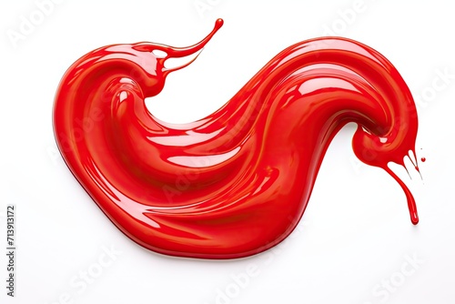 Tomato sauce or ketchup blob on white background from a top view