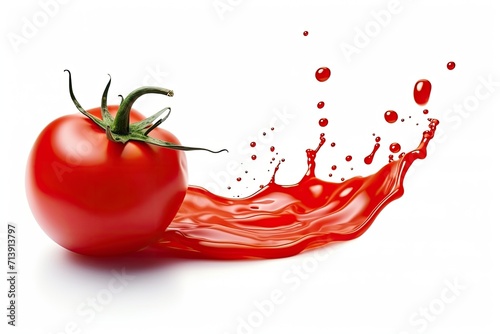 Ketchup from a fresh tomato on white