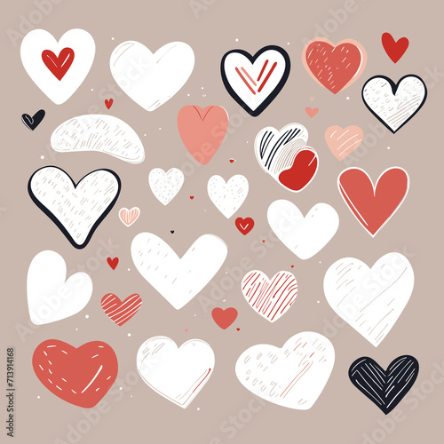 Set of hand drawn love part of an design elements collection featuring flat style elements isolated on 