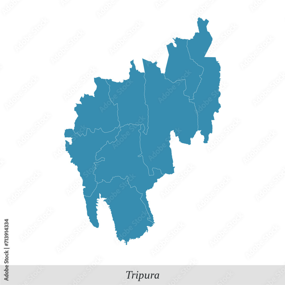 Obraz premium map of Tripura is a state of India with districts