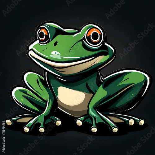 a vector cartoon representation of an isolated frog sport mascot logo. Suitable for a t-shirt design.