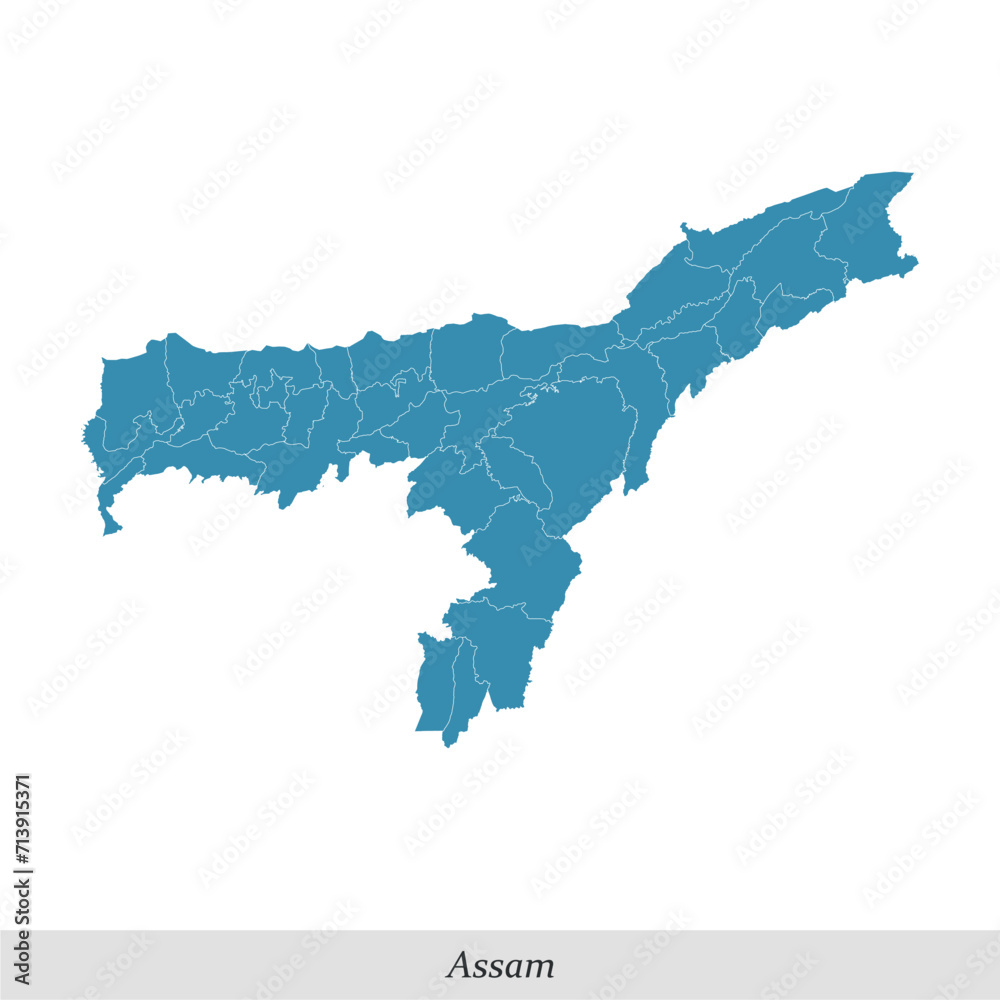 map of Assam is a state of India with districts Stock Vector | Adobe Stock