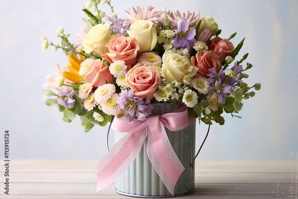 Bouquet of roses and gift box. Valentine Gift Bouquet of roses and gift box. Valentine Gift